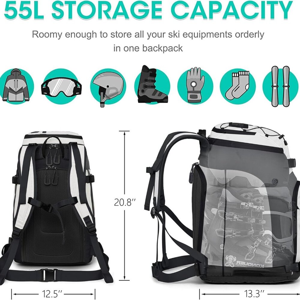 Snowboard Waterproof  Boots Travel Backpack 55L - Picture 9 of 9